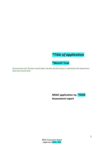 Applicant-developed assessment report (ADAR) template