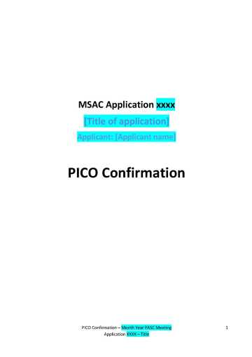 PICO confirmation template